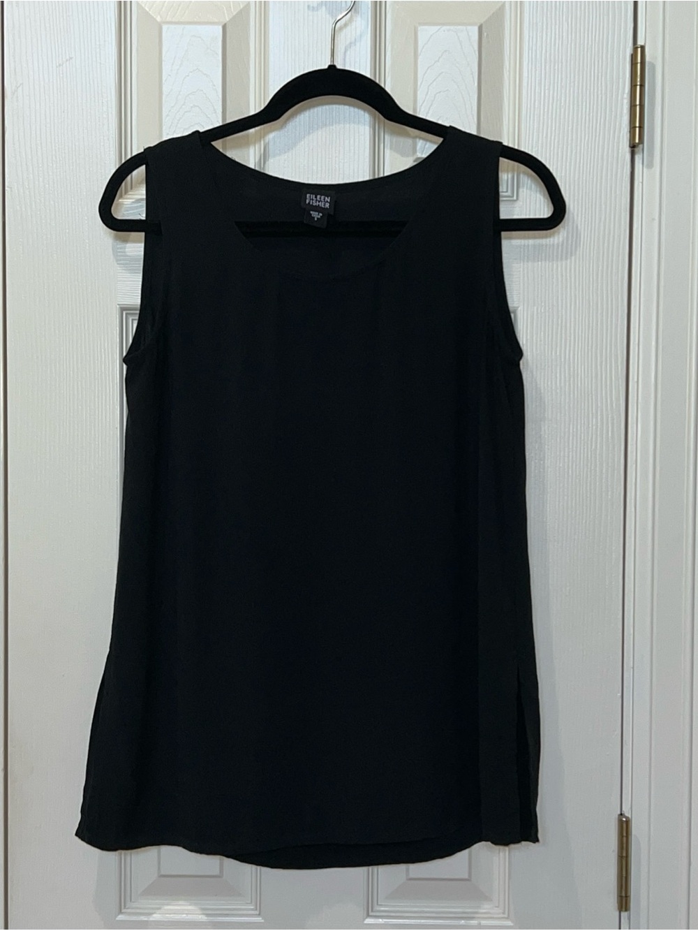 Eileen Fisher 100% Silk Black Tunic Tank Top Womens Size S Quiet Luxury Capsule